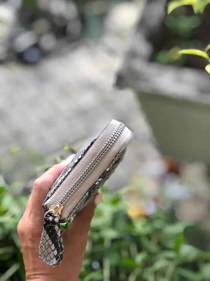 Genuine Python Skin Wallet | Money Wallet Genuine Leather Big Unisex | Python Leather Wallet Organizer Gray Woman | Money Documents Holder