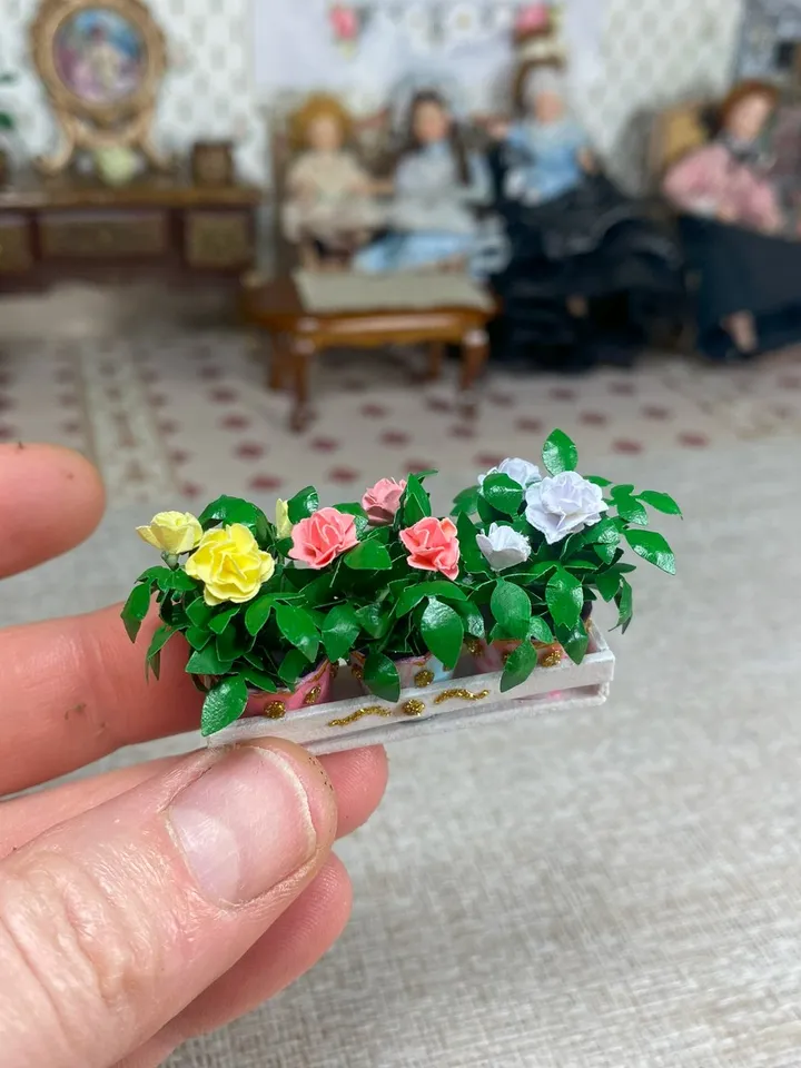Dollhouse accessories. Flowers for doll. Furniture for doll. Handmade. 1:12.