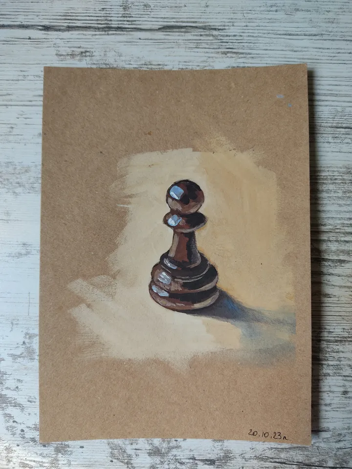 The Black Pawn. Original gouache painting.
