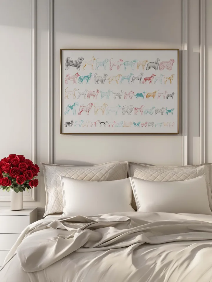 Dog Illustration Art Set, Hand-Drawn Dog Sketches, Colorful Pet Poster, Vintage Dog Prints, Digital Wall Art Download, Dog Lover Gift