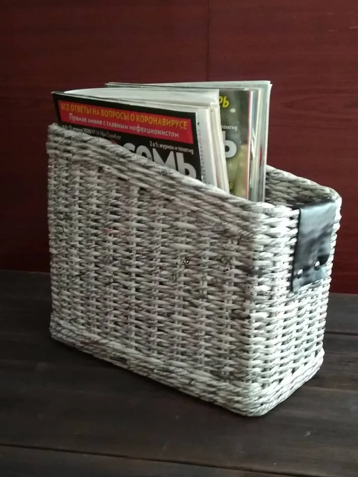 Desktop organizer for magazines Magazine basket Home office organizer Basket for Newspapers Mail storage Paper Storage