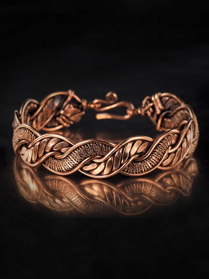 Woven copper wire bracelet Antique style handcrafted copper jewelry Unique gift