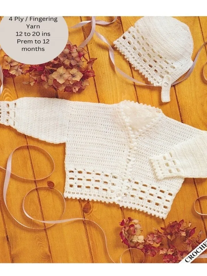 Baby cardigan crochet pattern, hat and cardigan crochet baby pdf