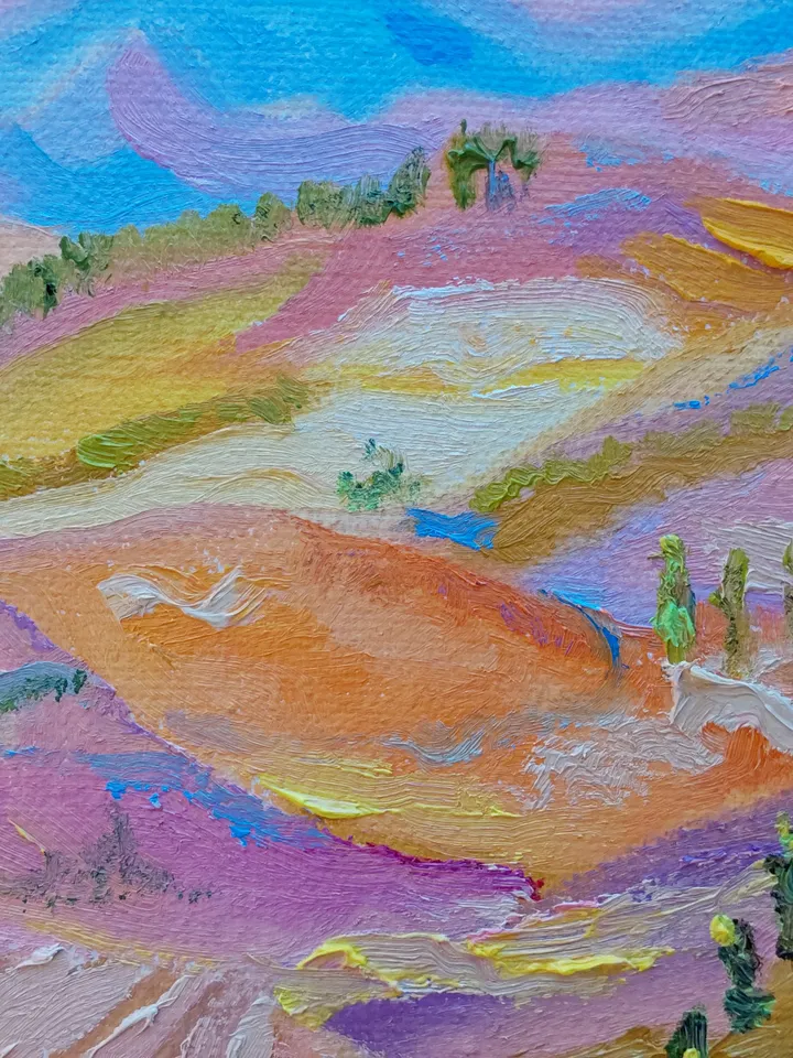 Oil painting on canvas 30x24cm (12x9.6 inches). "Marmalade Valley"