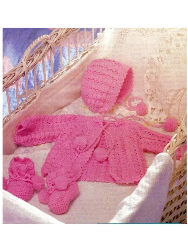 Baby cardigan crochet, newborn crochet set cardigan, hat, booties pdf crochet pattern baby