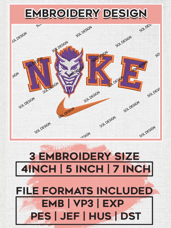 Nike Northwestern State Demons Machine Embroidery Design, NCAA Northwestern State Demons Embroidery Design Design files, NCAA Embroidery Designs, NCAA Machine Embroidery Designs, Digital Download