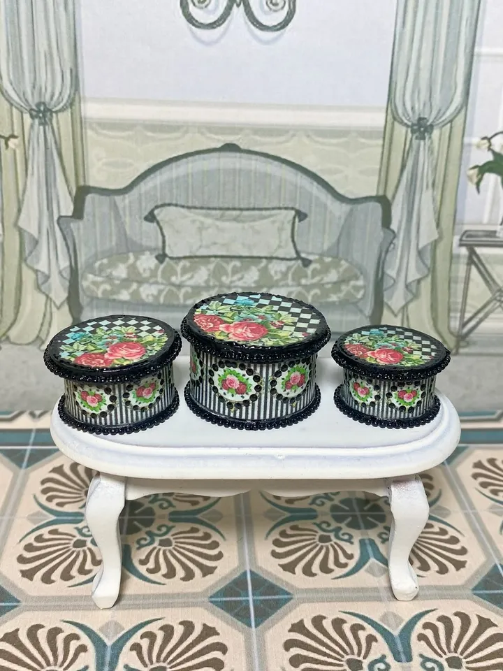 Dollhouse Storage Box Set. Handmade. 1:12. Dollhouse Accessories.