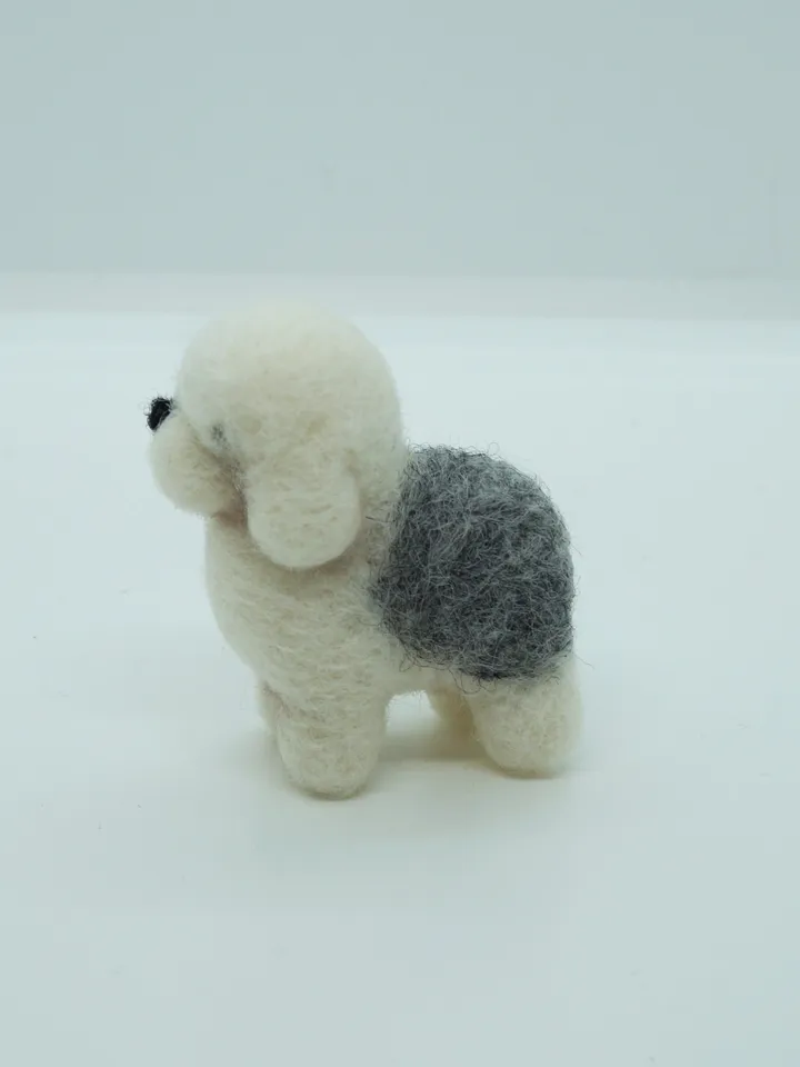 Miniature old English sheepdog, needle felted dog, pet portrait, made to order