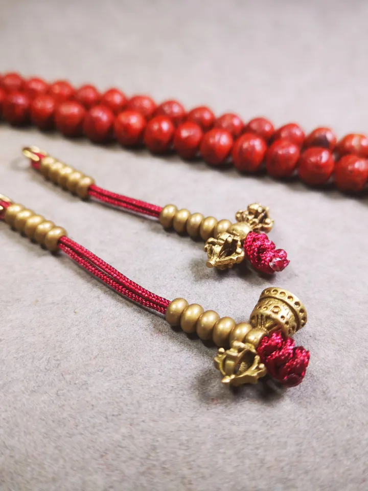 Gandhanra Handmade Tibetan Buddhist Mala Counters,Prayer Bead Counters,with Dorje and Vajra Pendant,Made of  Brass