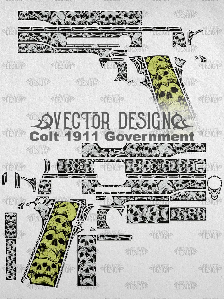 VECTOR DESIGN Colt 1911 Government Skulls and bones