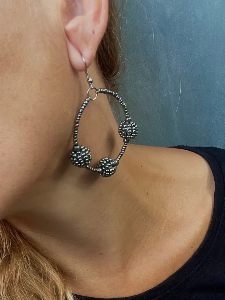 Bead handmade ball earrings | hoop earrings | handmade jewelery | bad art work | classy hoop bead earrings | gift for her