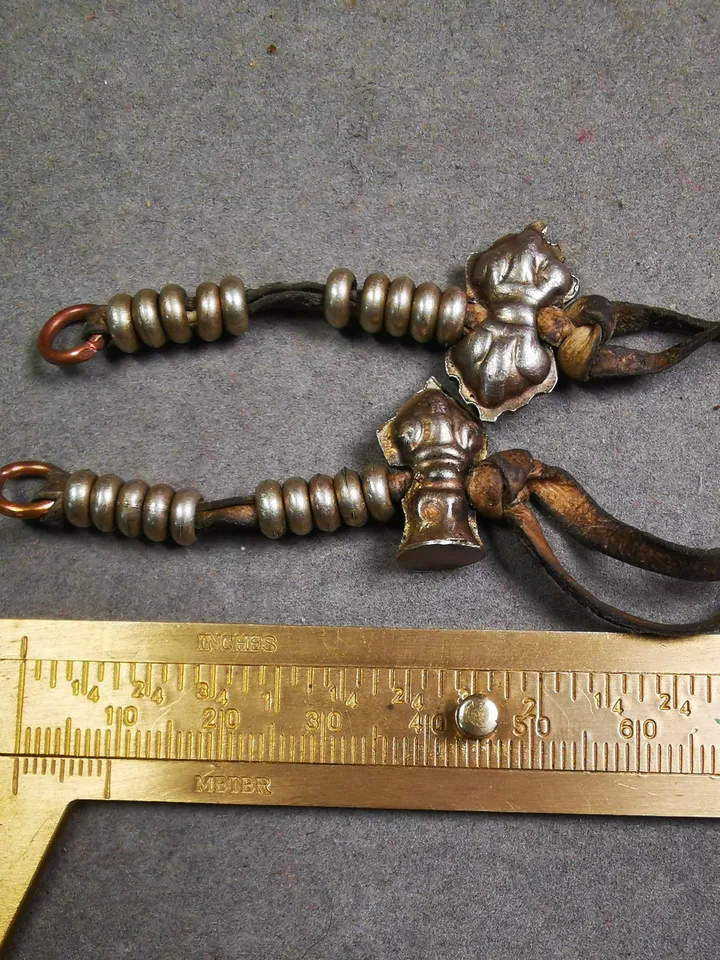 Gandhanra Antique Tibetan Buddhist Mala Counters,Prayer Bead Counters with Dorje and Vajra Pendant,Made of White Copper