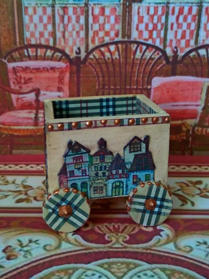 Trolley for dollhouse. Doll toy.The cart for the doll house.1:12 scale.