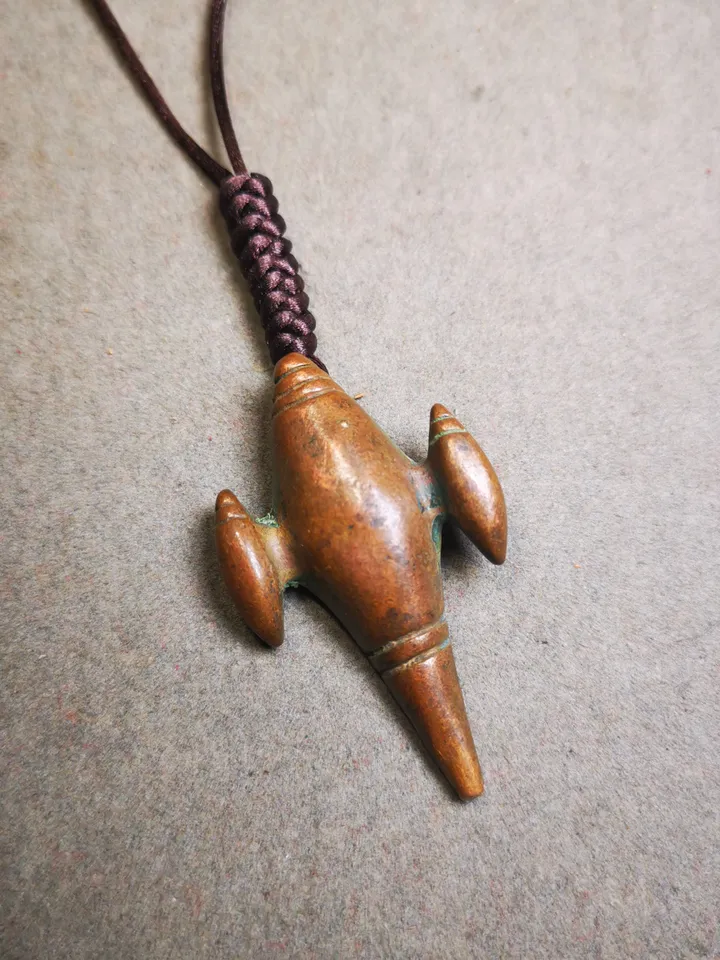 Gandhanra Acient Shankha(Divine Conch) Badge,Tibetan Buddhist Protective Amulet Pendant,Made of Brass