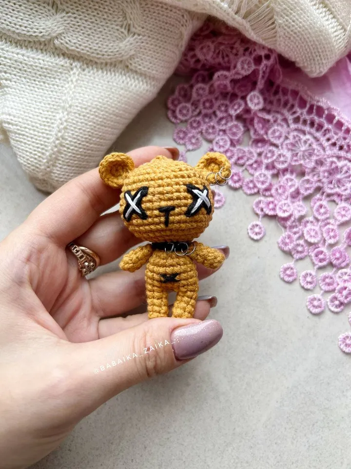 PDF Crochet Goth Bear Pattern, Amigurumi goth teddy bear Voodoo doll Pattern, Keychain Crochet Pattern Halloween Crochet Pattern Voodoo Bear