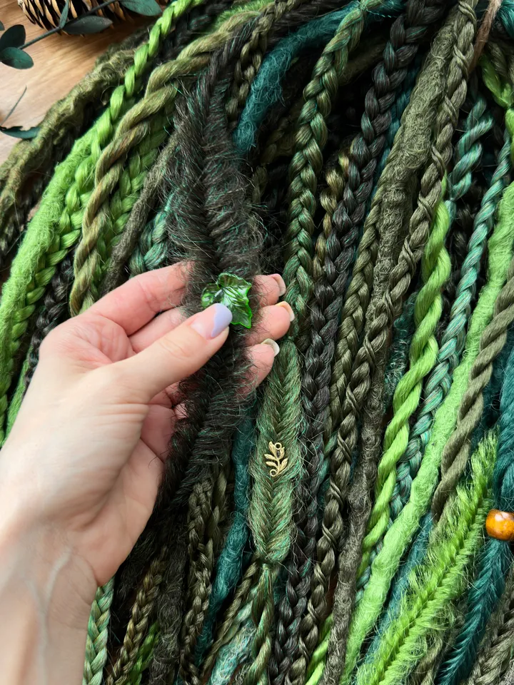 Dreads, green dreads and braids