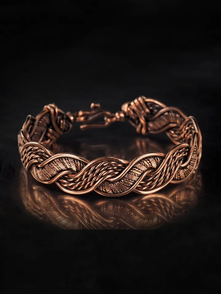 Woven copper wire bracelet Antique style handcrafted copper jewelry Unique gift