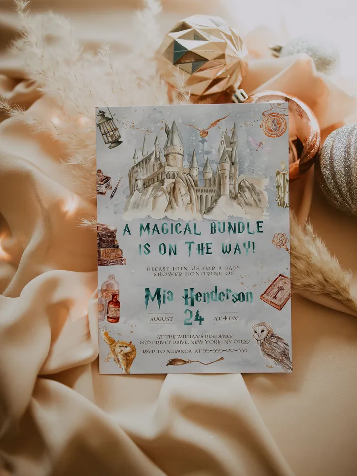 DIY Wizarding World Baby Shower iNVITATION; Magic School Baby Shower Template; School of Wizard Baby Shower invitation template; ms7