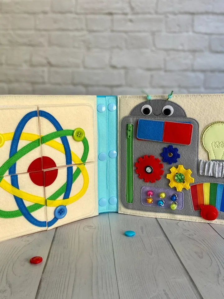 Quiet Book and Montessori toy for baby. A scientific book for children from 1 to 3 years old. Educational book