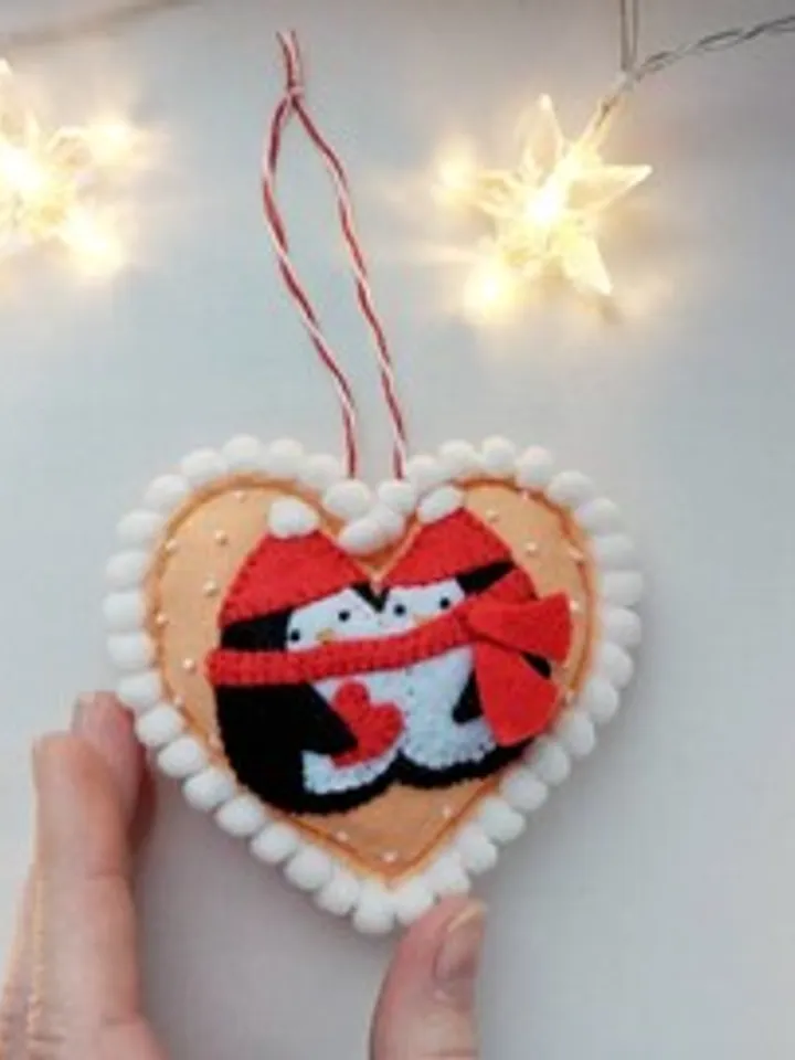 Christmas tree ornaments, heart Christmas ornaments, felt Christmas ornaments