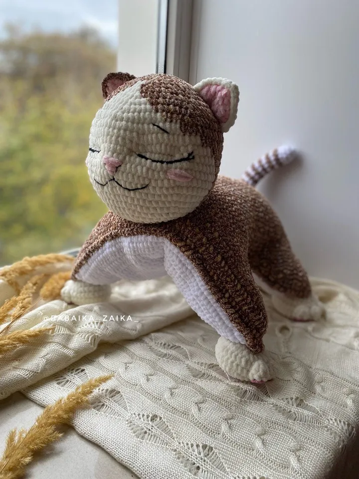 PDF Crochet Pillow Toy Pattern Marshmallow Kitty Amigurumi Plush Kitty Cute cat Amigurumi animal Crochet animal plush pattern Pillow pattern