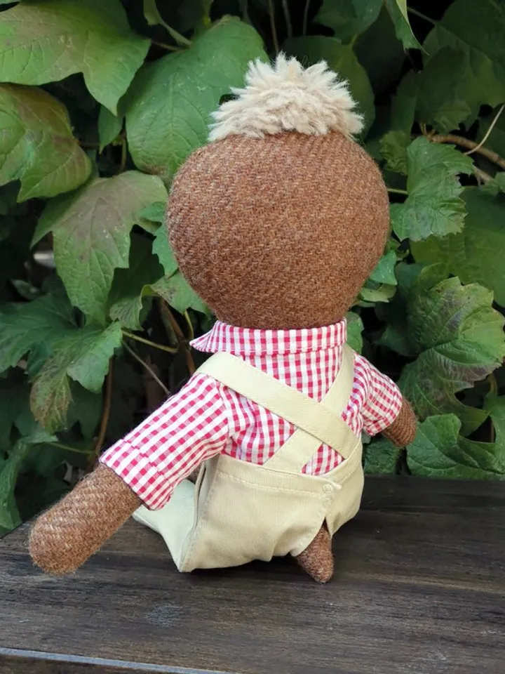 Brown sloth toy, handmade wool soft doll, stuffed fabric toy, textile sloth doll