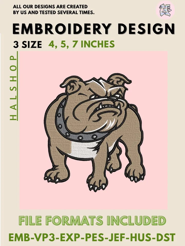 Bryant Bulldogs Logo Embroidery Design – NCAA College Team Machine Embroidery Files 🏈🔥