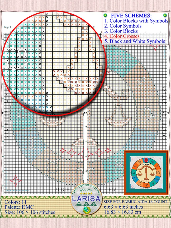 Libra Cross Stitch Pattern | Libra Zodiac Sign