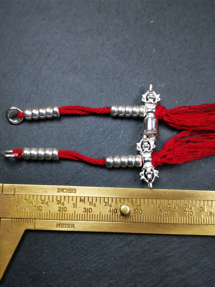 Gandhanra 5mm Silver Tibetan Buddhist Prayer Bead Counters for 6-15mm Mala,with Dorje Vajra Pendant
