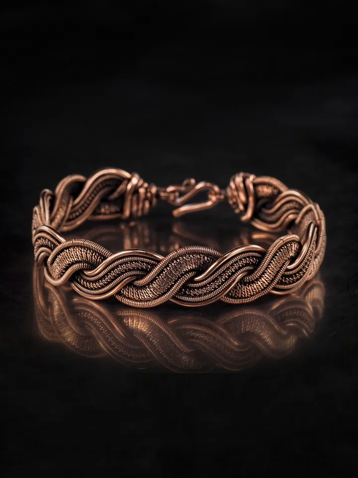 Woven copper wire bracelet Antique style handcrafted copper jewelry Unique gift