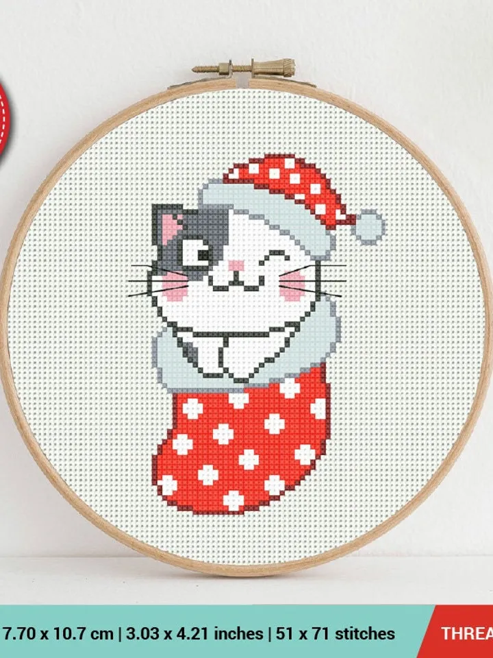 Bundle of 6 Funny Cat New Year Cross stitch pattern | Embroidery Pattern | Instant Download | Embroidery Designs