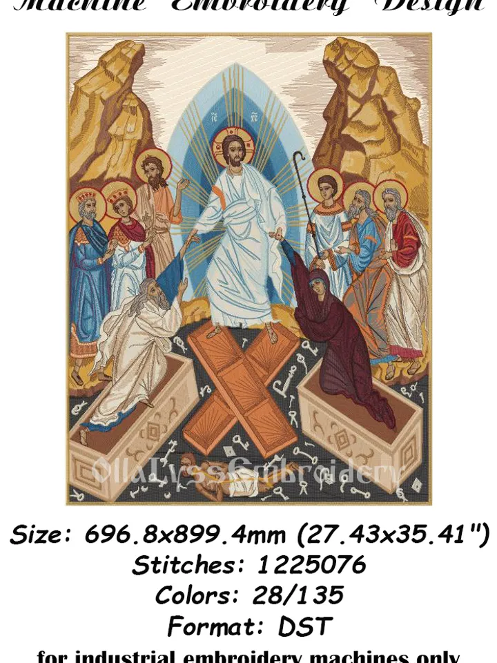 Resurrection of Christ embroidery design