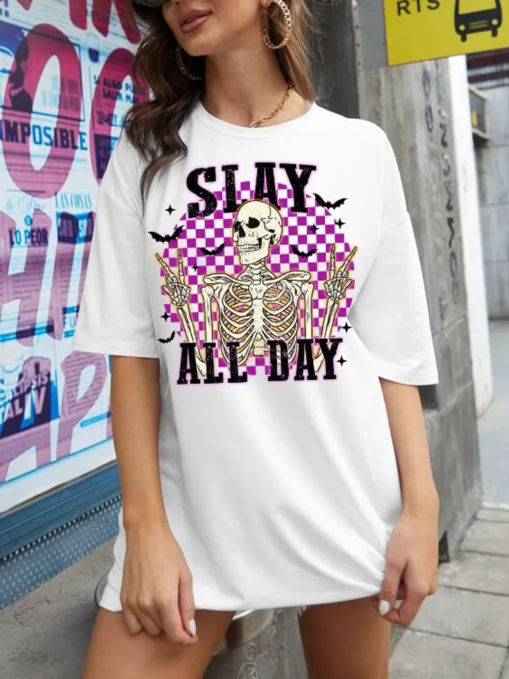 Horror Halloween png, retro Halloween sublimation design, slay all day horror png, trendy Halloween graphic for shirts, scary movie png