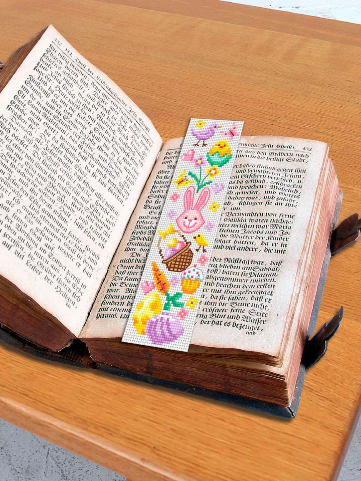 Easter bookmark cross stitch pattern PDF download Easter bunny cross stitch sampler, Pastel Bookmark pattern digital PDF, Easter eggs #B231