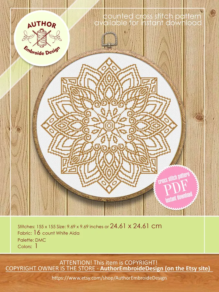 Mandala set cross stitch pattern download PDF Monochrome mandala cross stitch chart, Mandala ornament embroidery, Home decor Mandala PDF #S9