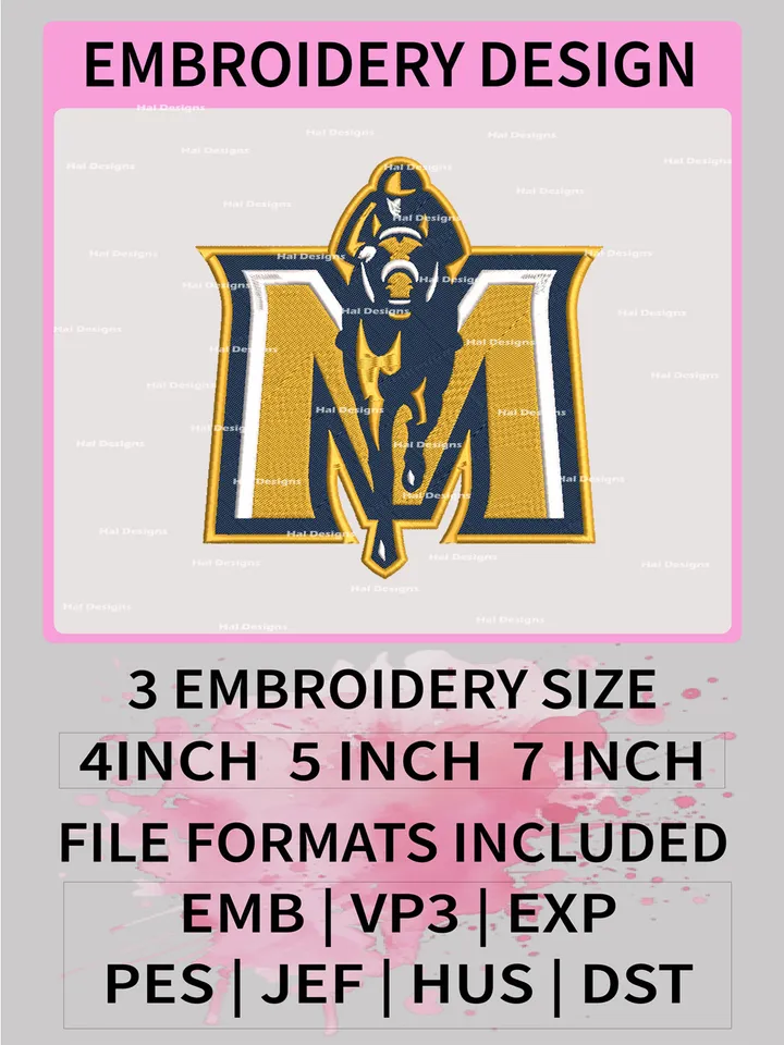NCAA Murray State Racers Embroidery File, 3 Sizes, 6 Formats, NCAA Machine Embroidery Design, NCAA Logo, NCAA Teams