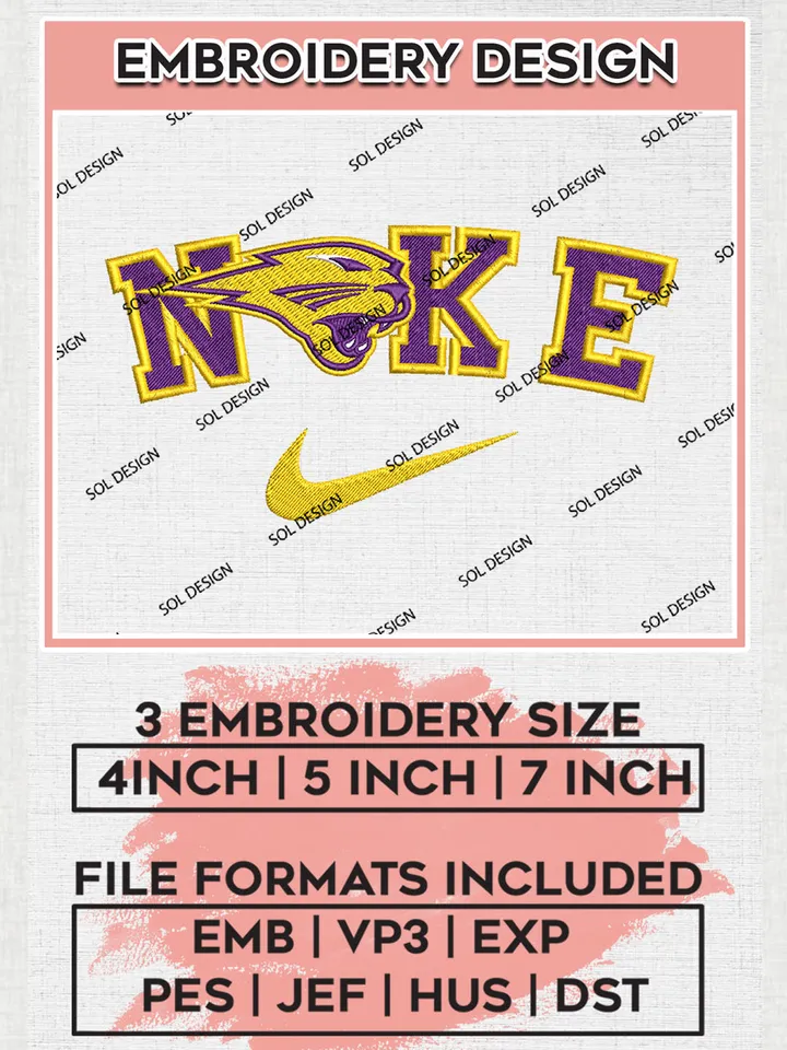 Nike Northern Iowa Panthers Machine Embroidery Design, NCAA Northern Iowa Panthers Embroidery Design files, NCAA Logo Embroidery Designs, NCAA Machine Embroidery Designs, Digital Download