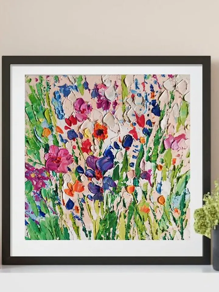 Wildflower Painting Original Art Floral Oil Painting Wall Decor Daisy Artwork