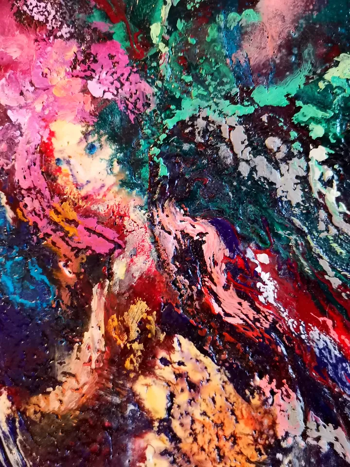 Abstract Art Original Oil Painting on Canvas Music Angel Artist Svinar Oksana