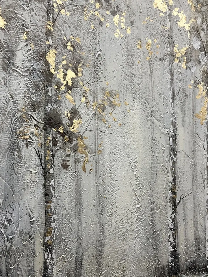 Large original oil painting on canvas,abstract art,forest,trees,landscape,golden painting,nature,Bedroom Living room painting,large wall art