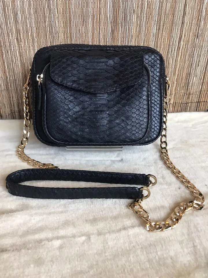 Genuine python skin crossbody sport bag with pocket | designer women leather handbag | snakeprint bag | crossbody purse | gift for her
