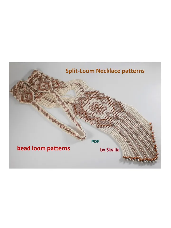 Bead loom patterns, schemes for a Split-Loom Necklace, Beading Loom Stitch, Square Stitch, Gerdan, Instant Digital Download, PDF