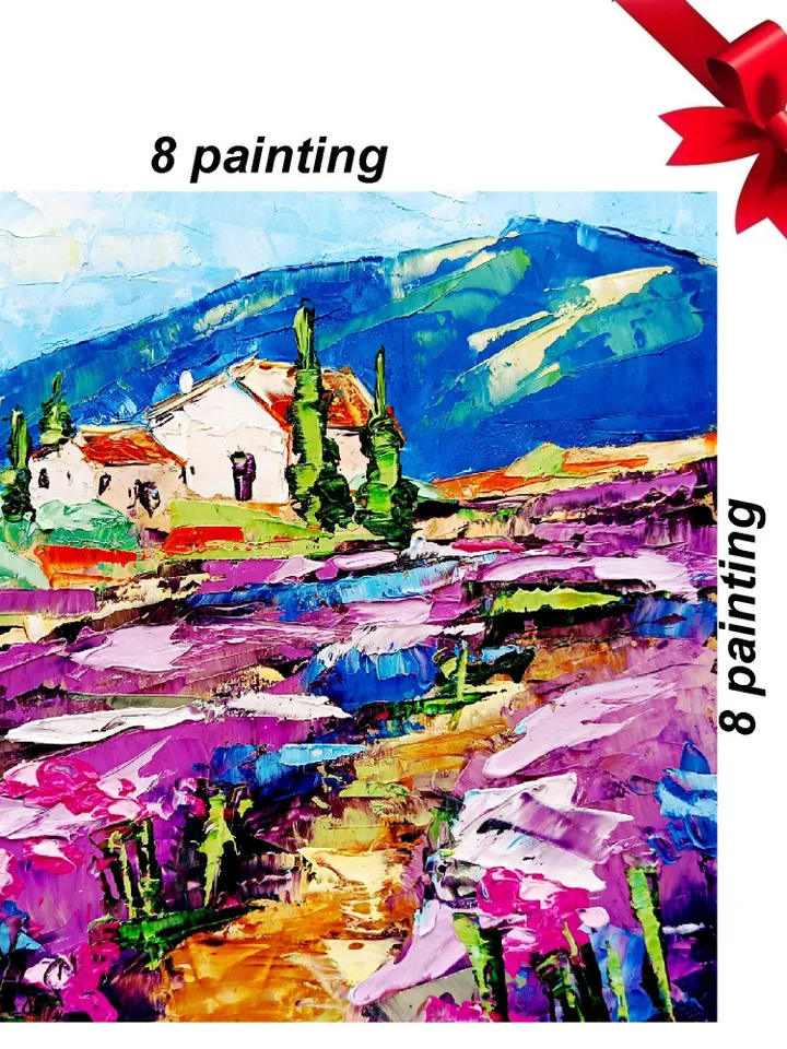 Tuscany Painting Lavender Original Art Landscape Impasto Oil Painting Small Artwork Impressionist Art Gifts by ArtProkopaloSv