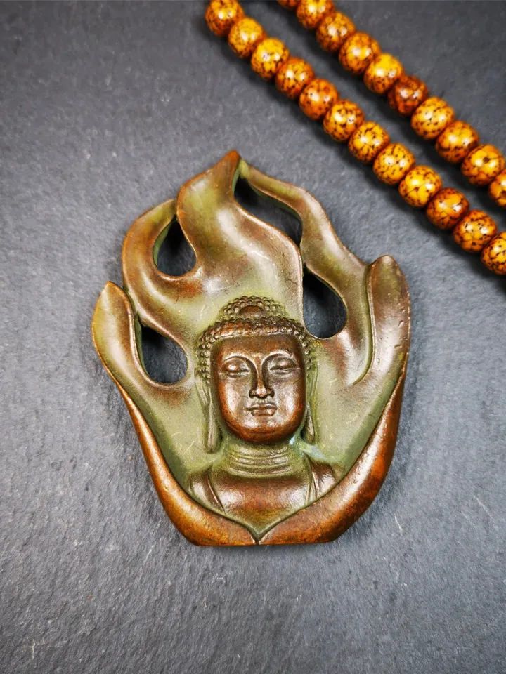 Gandhanra Vintage Shakyamuni Head Statue,Made of Red Copper,Height 2.9"