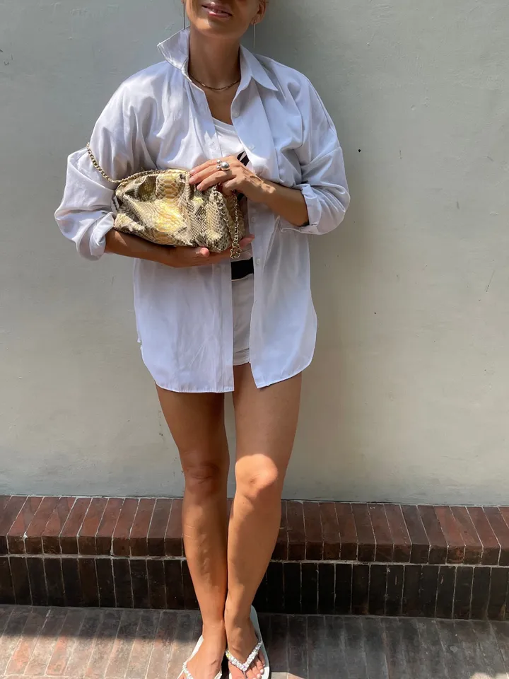Genuine python skin gold pouch bag | exotic leather bags | small size soft clutch | snake designer bag | gift for her | classy purse