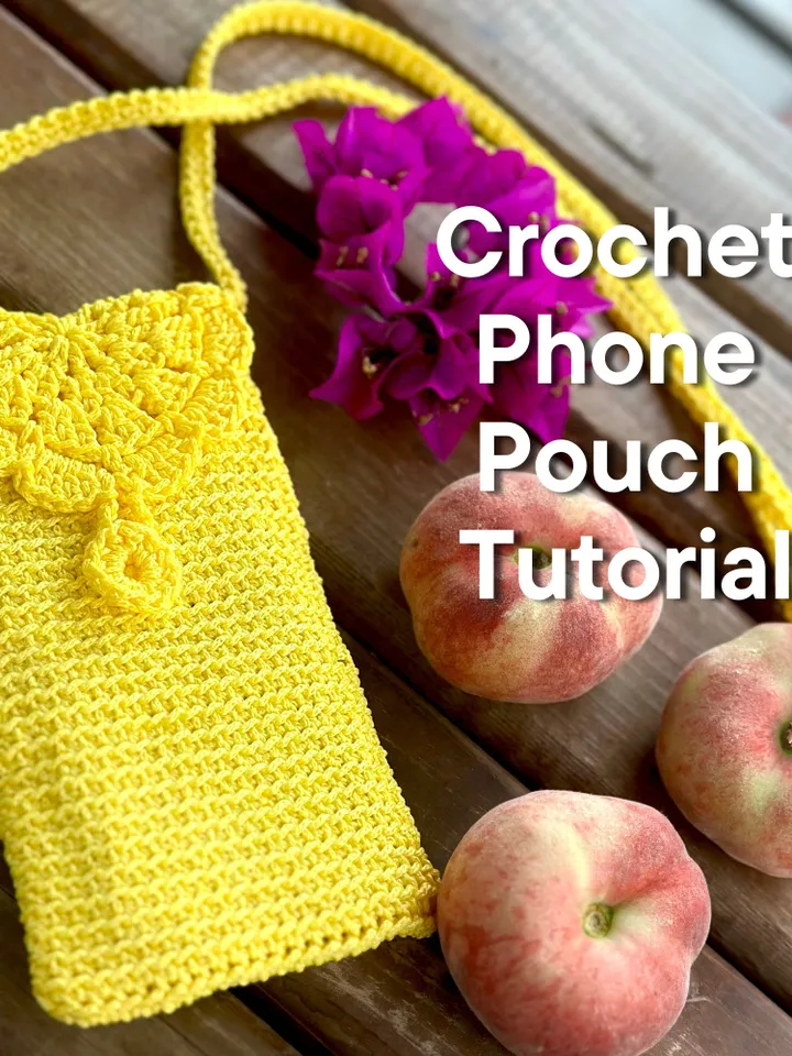 Crochet crossbody bag pattern, cell phone pouch, crochet mini purse, mobile phone case, summer shoulder messenger bag, DIY