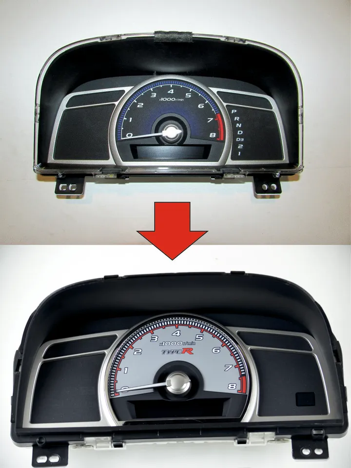 Gauge Faces Overlay Type-R style for Honda Civic Fk FD 06-12