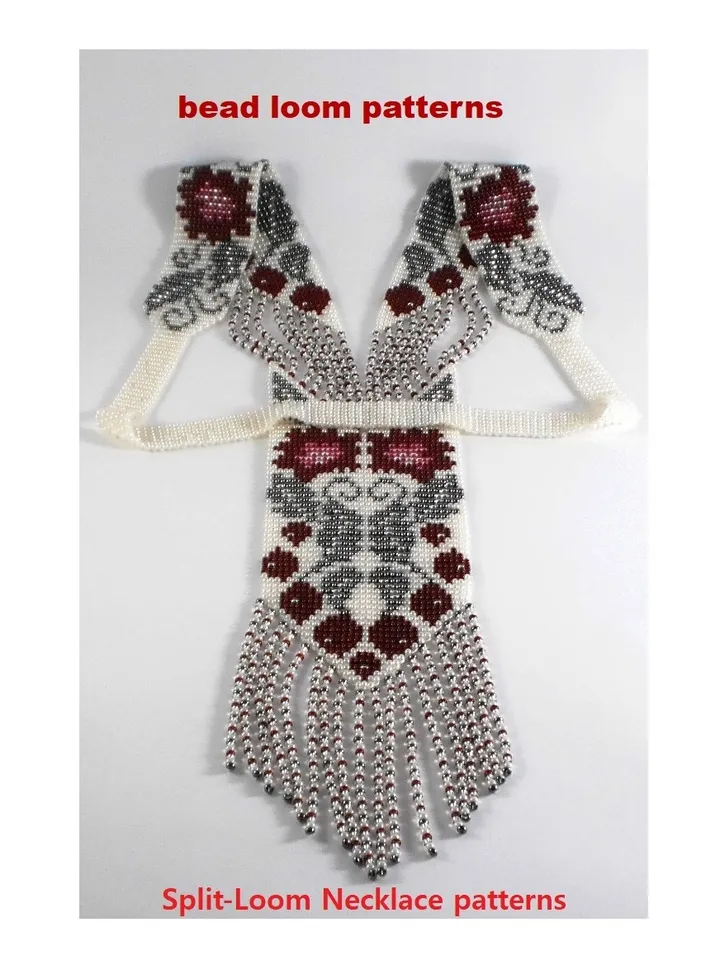 Bead loom patterns, schemes for a Gerdan-Split-Loom Necklace, Beading Loom only Pattern Instant Download, PDF