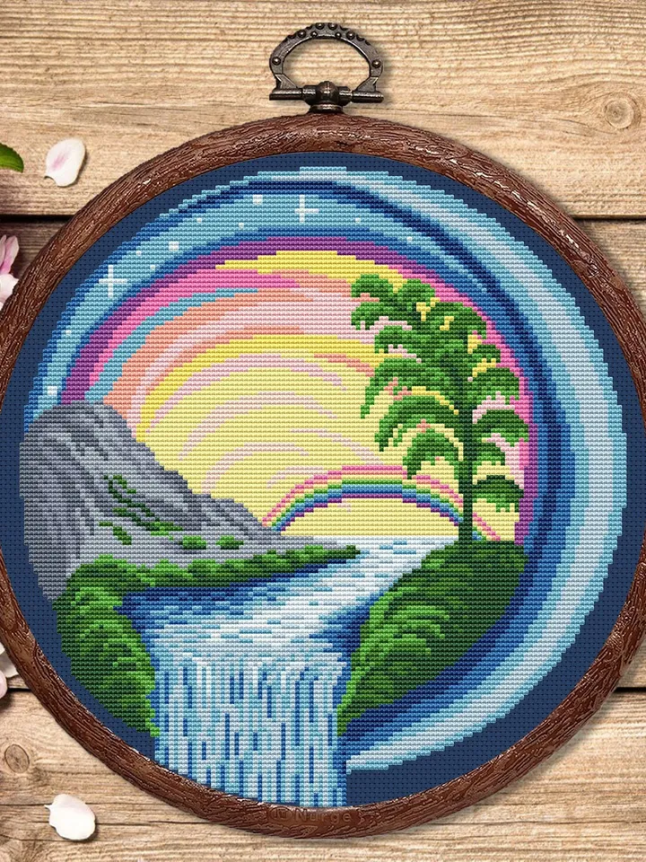 Magic Sunset Cross Stitch Pattern, Paradise Cross Stitch, Embroidery Travel, Travel Cross Stitch Pattern, Modern Cross Stitch #trl016