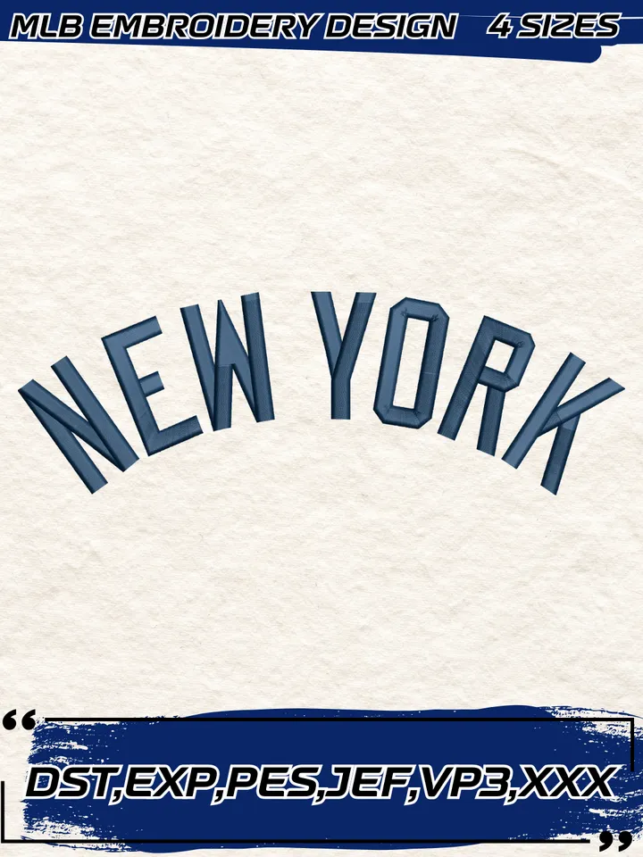 New York Yankees Jersey Logo Embroidery Design,MLB Embroidery Design,Machine Embroidery Design File,4 Sizes, Digital Download